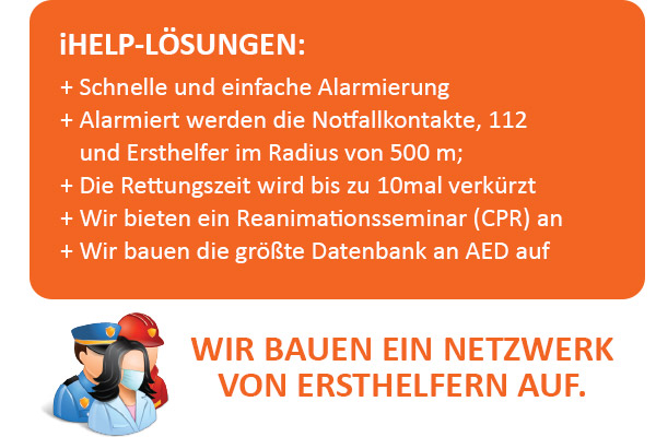 iHELP Wir bauen ein Netzwerk von Ersthelfern auf.